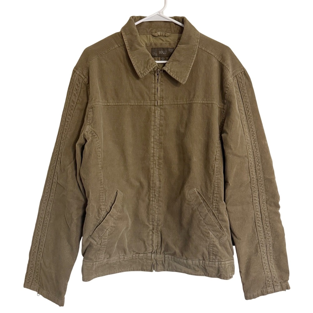 Vintage Y2K Style BKE Corduroy Jacket Men's Large Quilted Lined Workwear Khaki